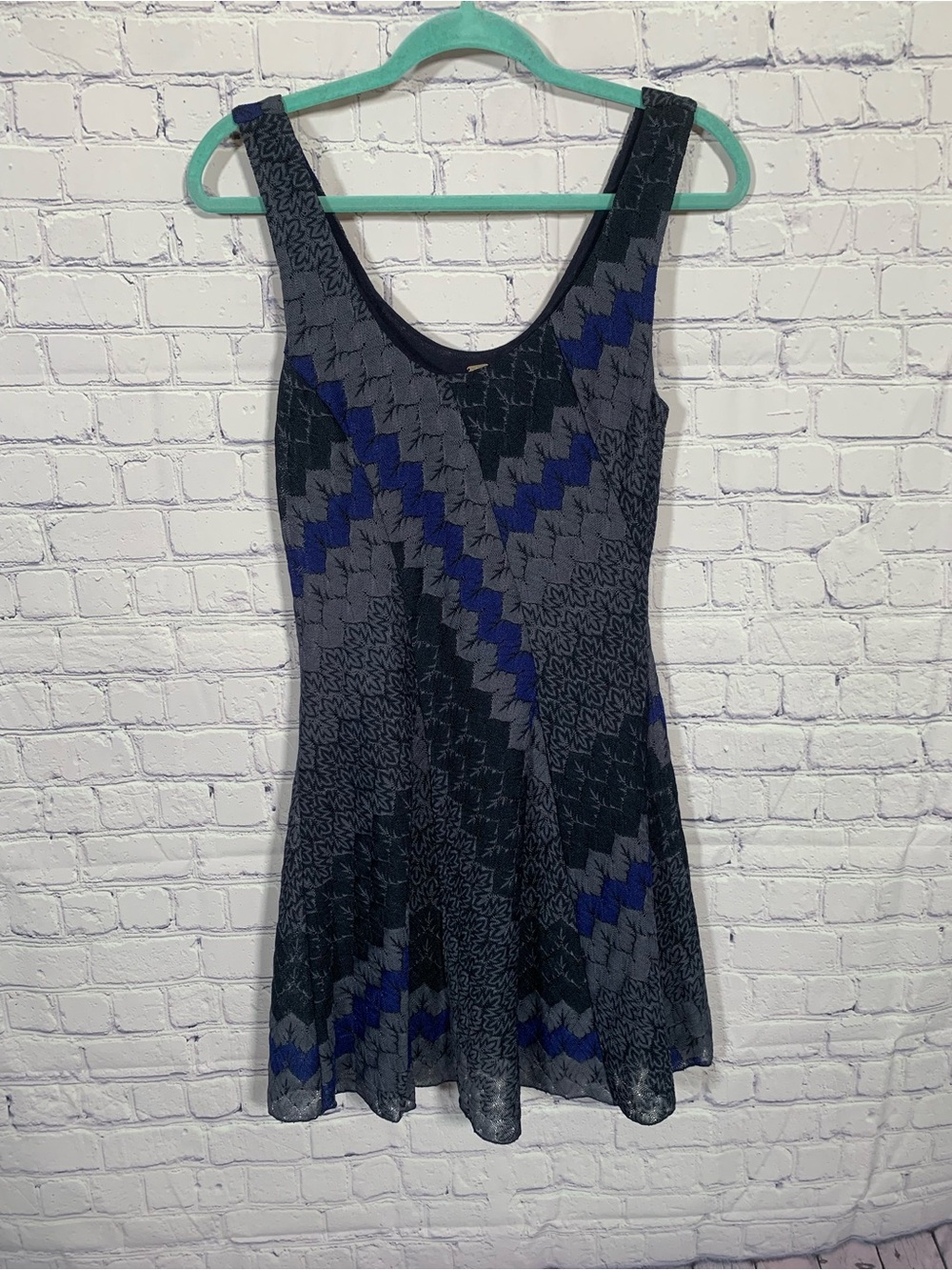 Free People Womens Chevron Print Sleeveless Mini Dress Size S Casual Whimsigoth